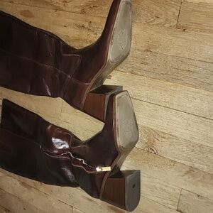 Womens's Sangeti Block-Heel Wide-Calf Knee-High Boots: MAHOGANY